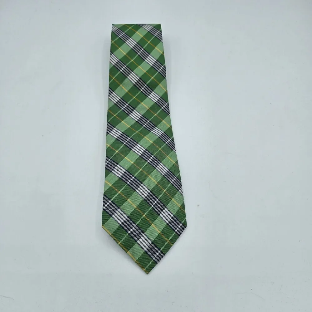 Mens Necktie Ralph Lauren Made in Italy Silk Green Geometric 58 X 3 In Vintage